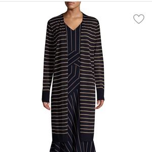 Lafayette 148 New York Long Striped Cardigan